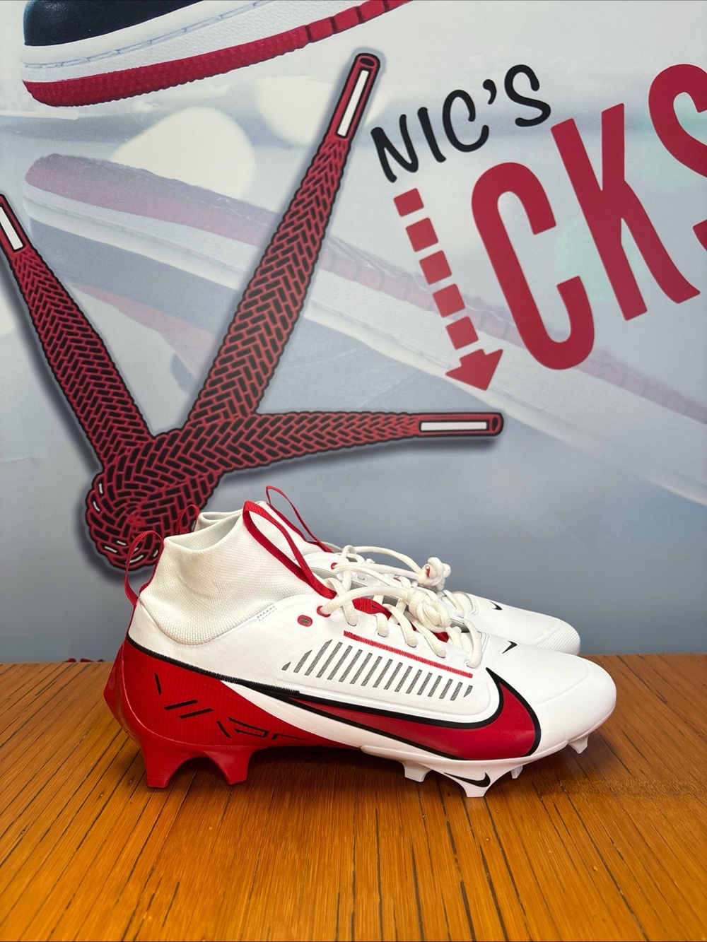 Nike Vapor Edge Pro 360 2 White Red Football Cleats Men’s Size 12.5 (FN7759-108)